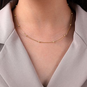 S925 Round Beads Snake Chain Necklace 80100022