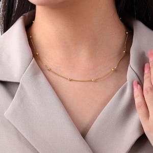 S925 Round Beads Snake Chain Necklace 80100022