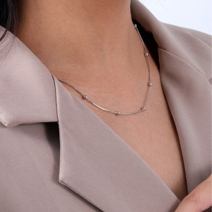 S925 Round Beads Snake Chain Necklace 80100022