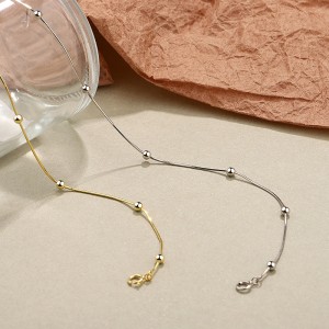 S925 Round Beads Snake Chain Necklace 80100022
