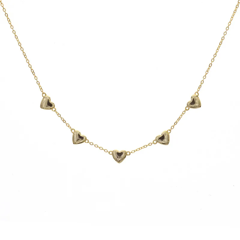 S925 Sterling Silver Hearts Chain Necklace 80100023