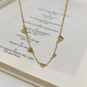 S925 Sterling Silver Hearts Chain Necklace 80100023