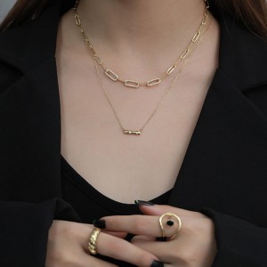 S925 Sterling Silver Hiphop Linked Chain Necklace 80100024