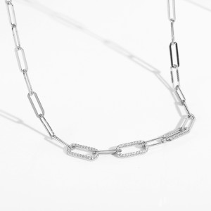 S925 Sterling Silver Hiphop Linked Chain Necklace 80100024