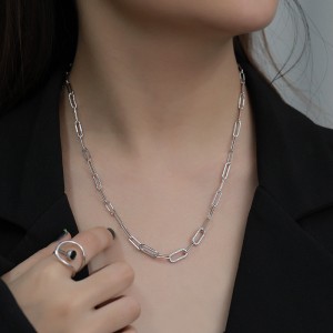 S925 Sterling Silver Hiphop Linked Chain Necklace 80100024