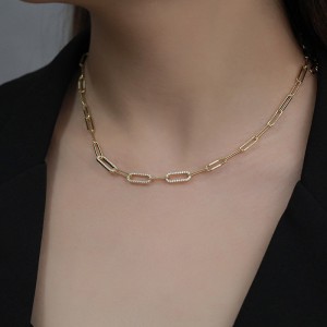 S925 Sterling Silver Hiphop Linked Chain Necklace 80100024