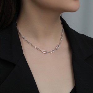 S925 Sterling Silver Hiphop Linked Chain Necklace 80100024