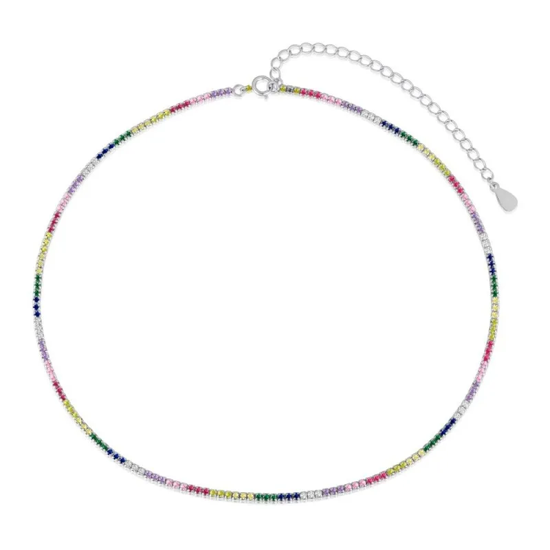 Rainbow 1.5mm Zirconia Tennis Necklaces 80100038