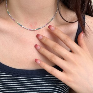 Rainbow 1.5mm Zirconia Tennis Necklaces 80100038 Rainbow 1.5mm Zirconia Tennis Necklaces 80100038