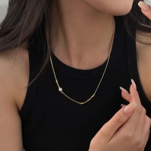 925 Sterling Silver Beads Chain Necklace 80100046