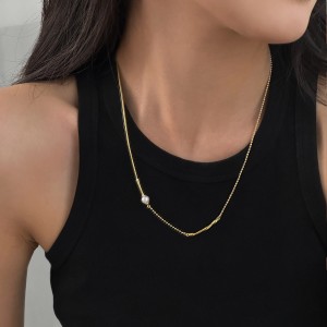 925 Sterling Silver Beads Chain Necklace 80100046