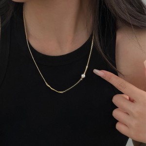 925 Sterling Silver Beads Chain Necklace 80100046