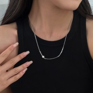 925 Sterling Silver Beads Chain Necklace 80100046