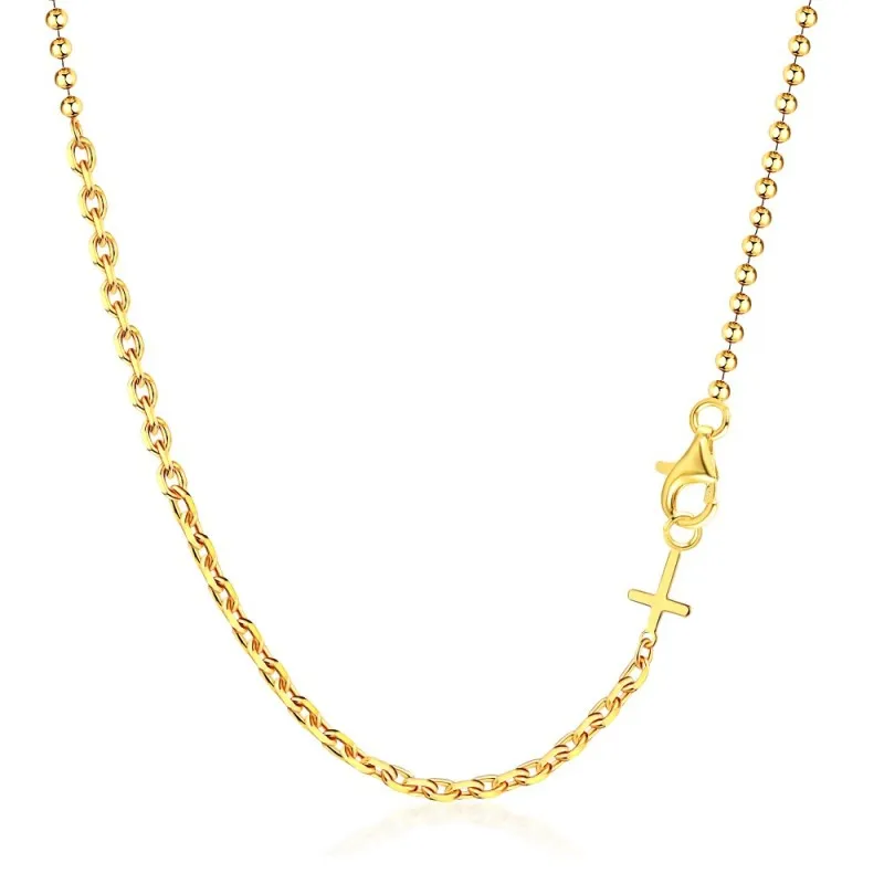 925 Sterling Silver Beads Cross Chain Necklace 80100048