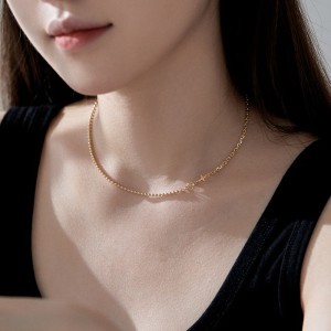 925 Sterling Silver Beads Cross Chain Necklace 80100048