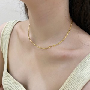 925 Sterling Silver Beads Cross Chain Necklace 80100048