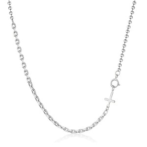 925 Sterling Silver Beads Cross Chain Necklace 80100048
