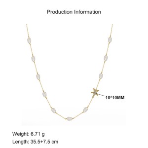 S925 Zirconia Seafish Fresh Water Pearl Necklace 80100049