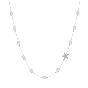 S925 Zirconia Seafish Fresh Water Pearl Necklace 80100049