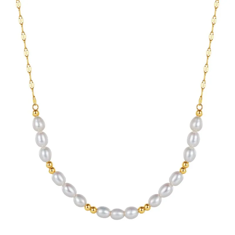 S925 Fresh Water Pearl Silver Beads Necklace 80100051