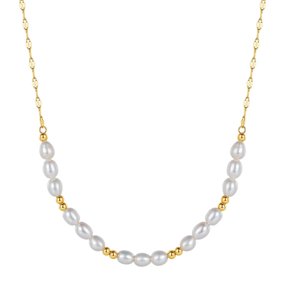 S925 Fresh Water Pearl Silver Beads Necklace 80100051