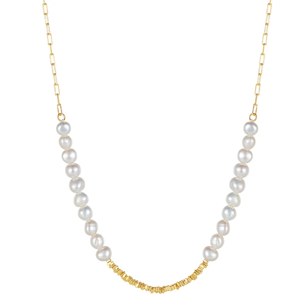 S925 Baroque Fresh Water Pearl Silver Beads Necklace 80100052