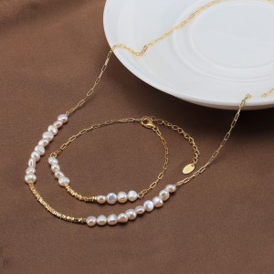 S925 Baroque Fresh Water Pearl Silver Beads Necklace 80100052