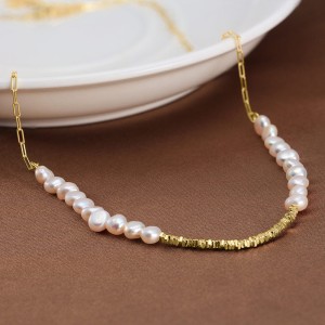 S925 Baroque Fresh Water Pearl Silver Beads Necklace 80100052