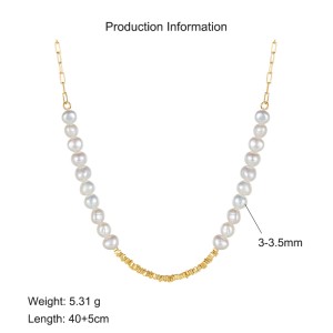 S925 Baroque Fresh Water Pearl Silver Beads Necklace 80100052