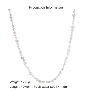 925 Sterling Silver Baroque Fresh Water Pearl Zirconia Necklace 80100053