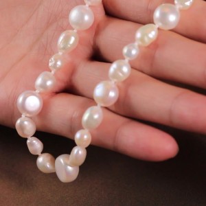 925 Sterling Silver Baroque Fresh Water Pearl Zirconia Necklace 80100053