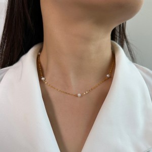 925 Sterling Silver Fresh Water Pearl Necklace 80100056