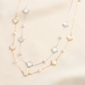 925 Sterling Silver Shell Fresh Water Pearl Necklace 80100057