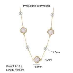 925 Sterling Silver Shell Fresh Water Pearl Necklace 80100057