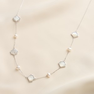 925 Sterling Silver Shell Fresh Water Pearl Necklace 80100057