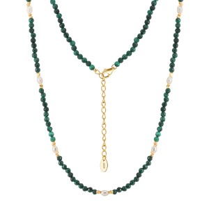 S925 Malachite Beads Fresh Water Pearl Necklace 80100058