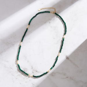 S925 Malachite Beads Fresh Water Pearl Necklace 80100058