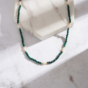 S925 Malachite Beads Fresh Water Pearl Necklace 80100058