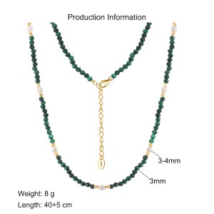 S925 Malachite Beads Fresh Water Pearl Necklace 80100058