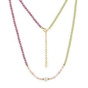 S925 Nature Mica Olivine Fresh Water Pearl Necklace 80100061