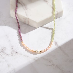 S925 Nature Mica Olivine Fresh Water Pearl Necklace 80100061