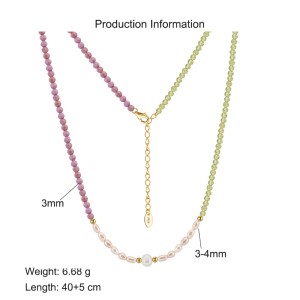 S925 Nature Mica Olivine Fresh Water Pearl Necklace 80100061