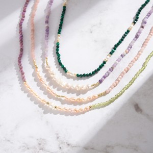 S925 Nature Mica Olivine Fresh Water Pearl Necklace 80100061