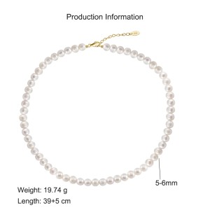 925 Sterling Silver Elegant Fresh Water Pearl Necklace 80100062