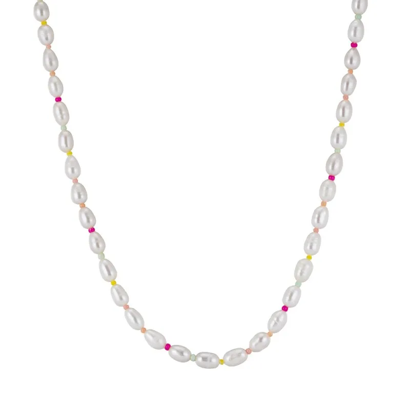 S925 Fresh Water Pearl Colorful Beads Necklace 80100063