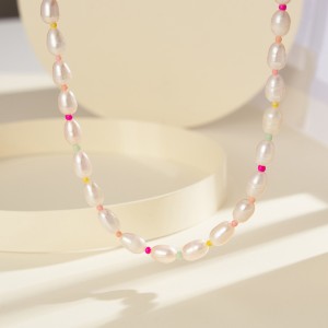 S925 Fresh Water Pearl Colorful Beads Necklace 80100063