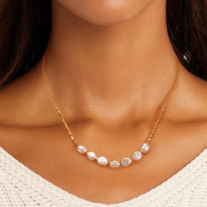 925 Sterling Silver Baroque Fresh Water Pearl Necklace 80100065