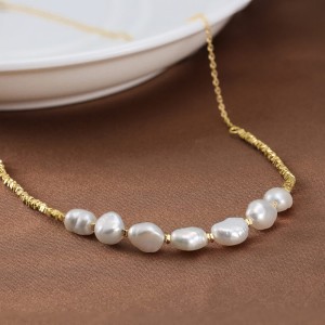 925 Sterling Silver Baroque Fresh Water Pearl Necklace 80100065