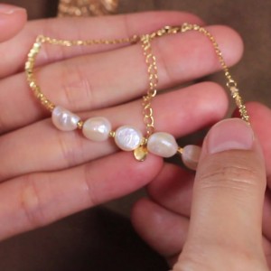 925 Sterling Silver Baroque Fresh Water Pearl Necklace 80100065