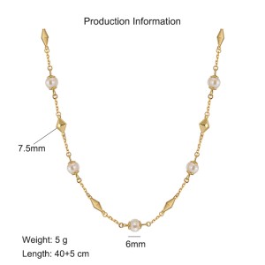 925 Sterling Silver Fresh Water Pearl Geometric Necklace 80100066